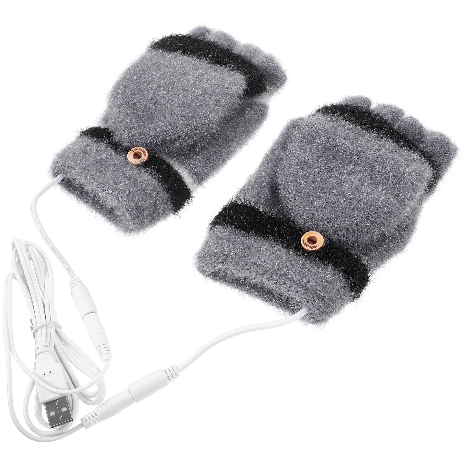 

1Pair Soft Comfortable USB Heated Gloves Dual-Sided Warmth Flip Cover Design Thermal Gloves for Winter Riding Skiing Biking