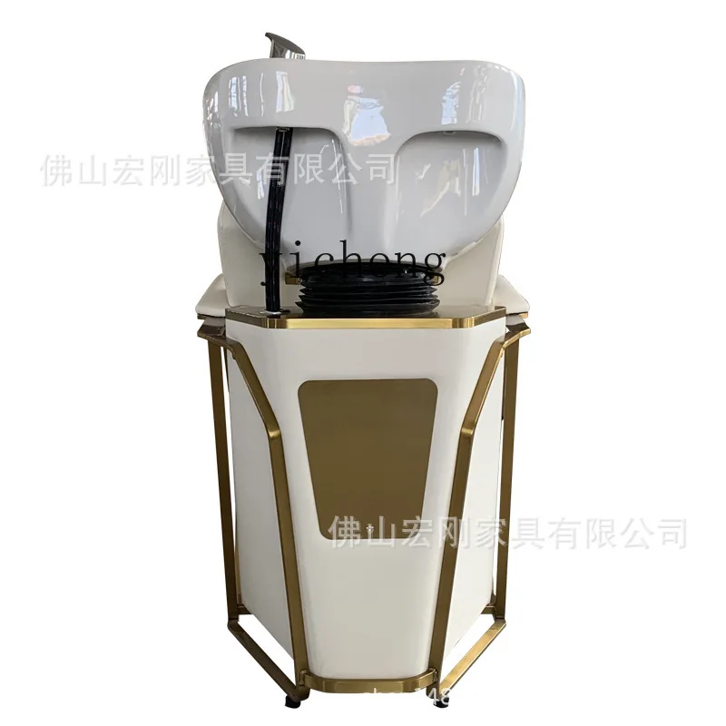 Zk Barber Shop Shampoo Chair Ceramic Deep Basin Hair Salon Hair Salon Lying Half Stainless Steel Flushing Bed