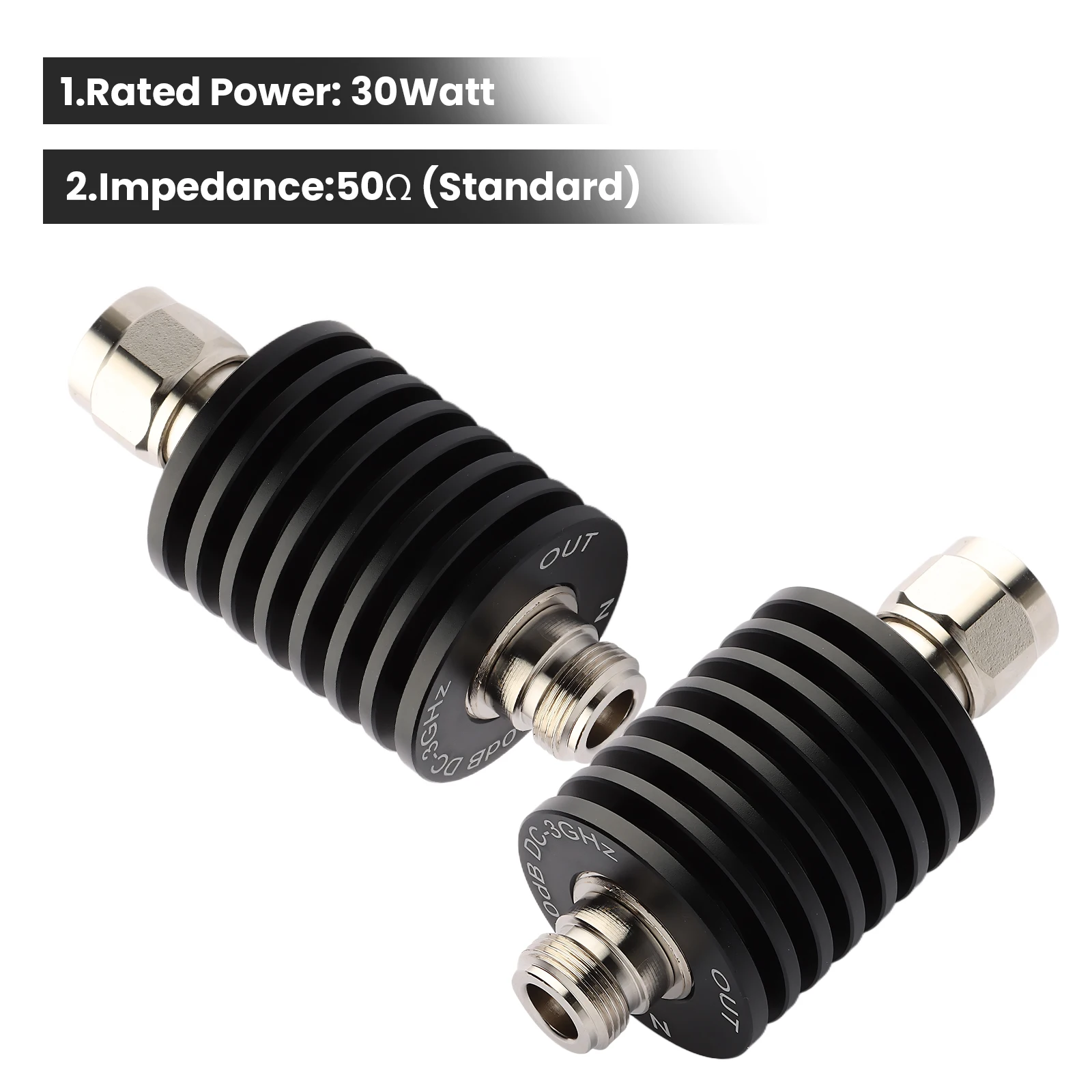 BECEN 30Watt  N-type  Attenuator , DC to 3.0GHz ,1-50db,50 Ohm