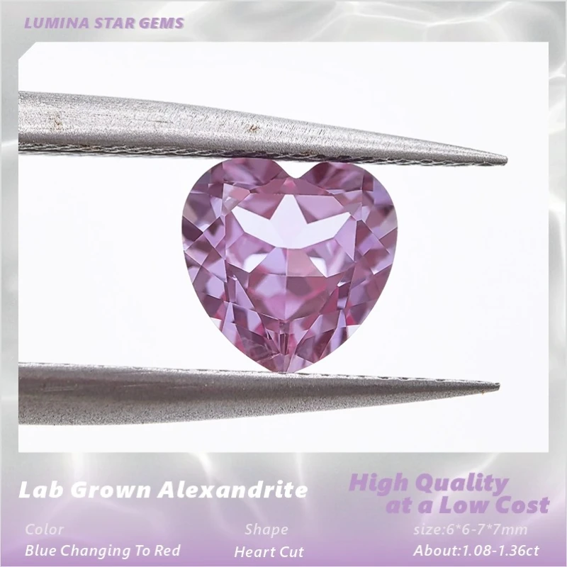 

Lab Grown Alexandrite Stone Heart Cut Color Change Green to Purple for Jewelry Making Lab Grown Sapphire Alternative Lab