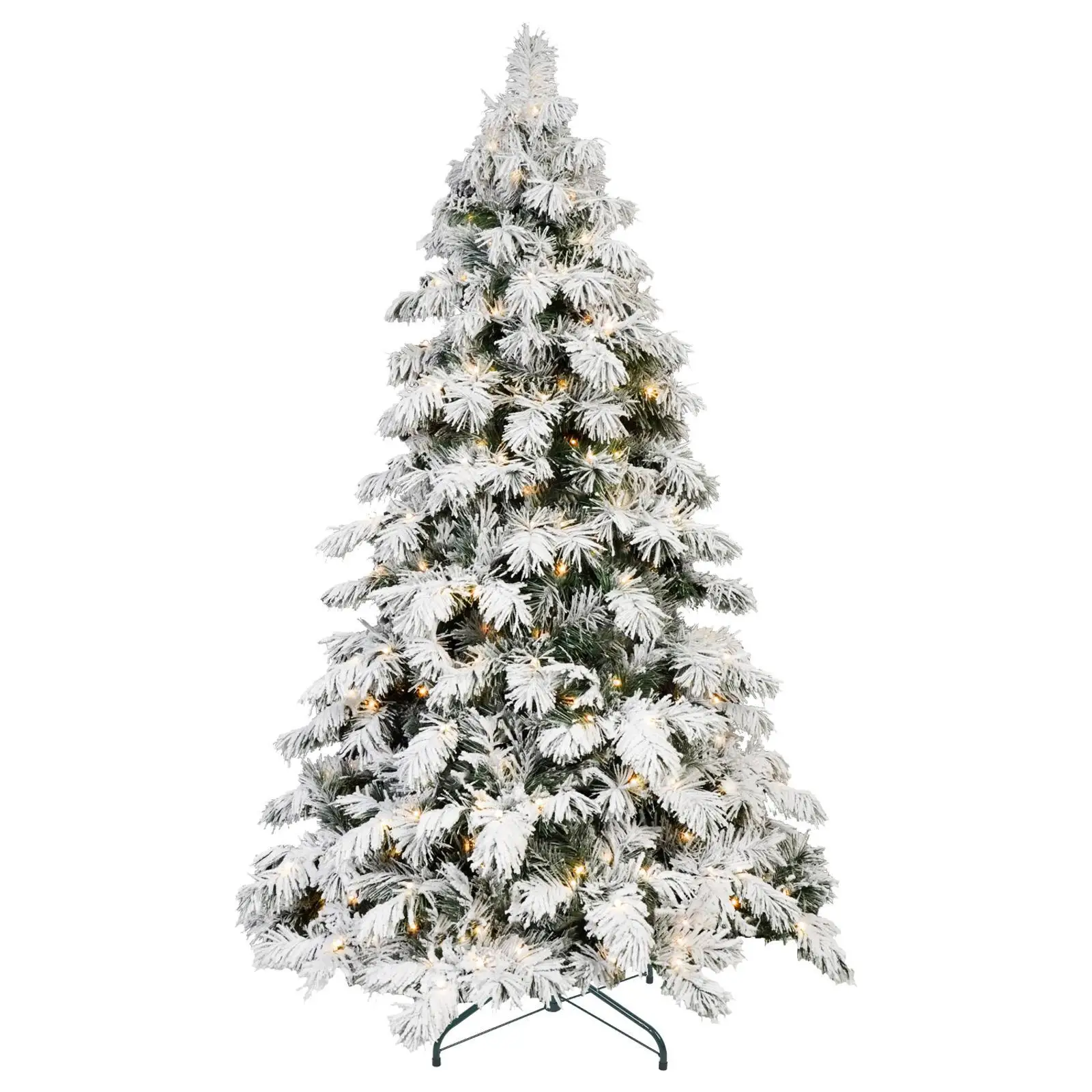 

8ft Snowy Holiday Christmas Tree Flocked Scarecrow Artificial Pine 470 LED Lights for Large Home or Office Decor