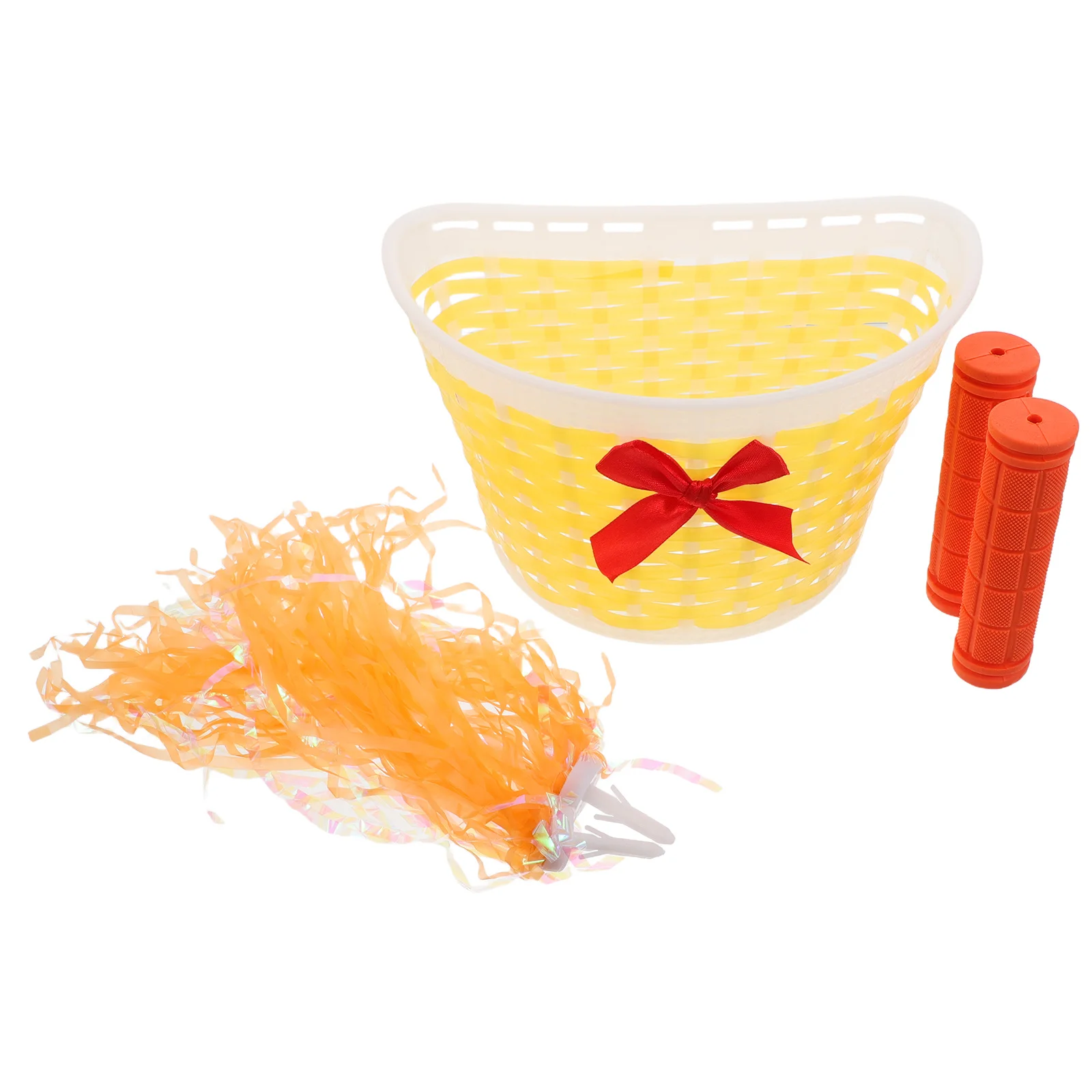 1Set Kids Bike Accessories Front Basket Woven Streamers Durable Pe Ergonomic Seat Longlasting Decorative Practical Storage