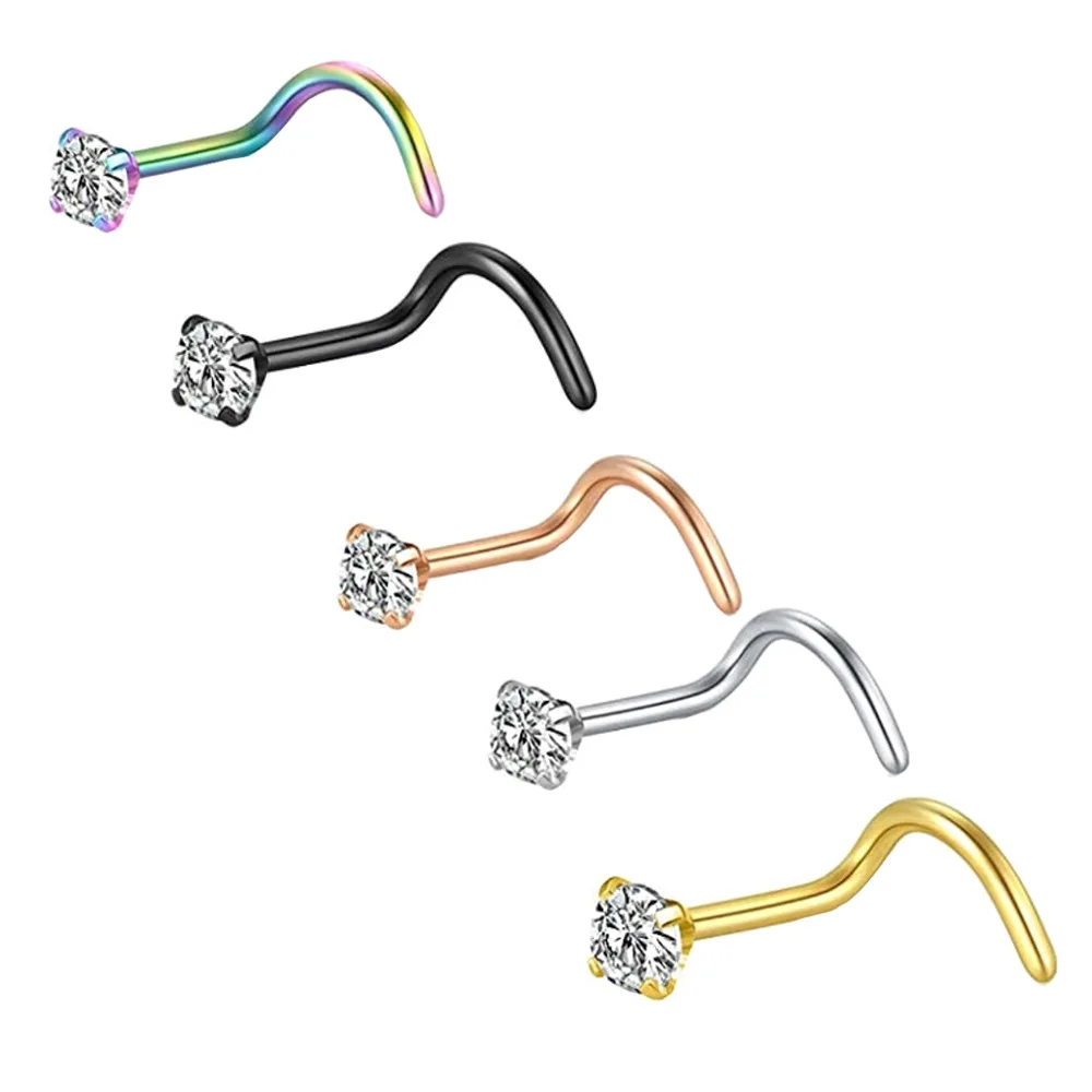 20G Nose Rings Studs 316L Surgical Steel Hypoallergenic Piercing Jewelry for Sensitive Lip Nose Helix Conch Lobe