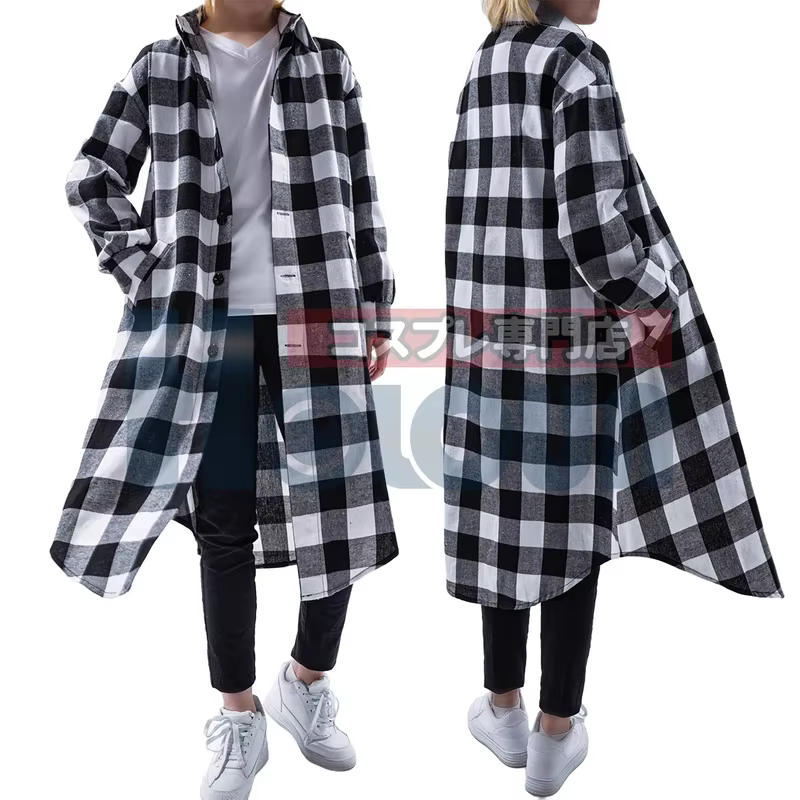 

❤2026★ HOLOUN Anime Tokyo Manji Gang Manjiro Sano Mikey Cosplay Costume Long Sleeve Plaid Shirts Blouses Coat Daily Casual Wear❤