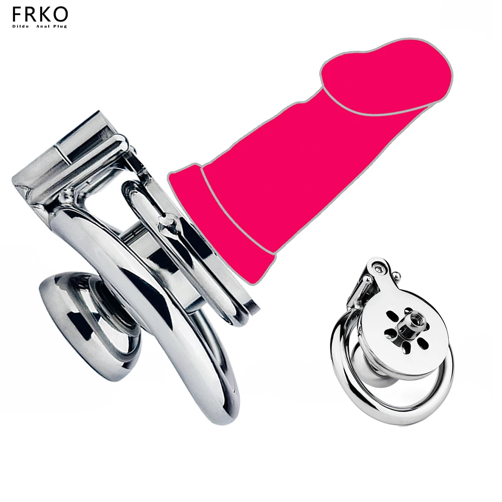 FRKO قفص العفة مقلوب سلبي مع أجوف طويل حقيقي سيليكون دسار CB الديك قفص الكبار ألعاب الجنس BDSM الرجال مثلي الجنس #1