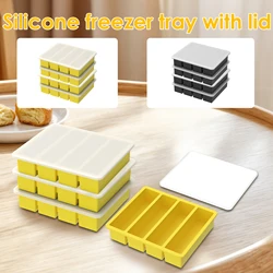 4Pcs Silicone Freezer Trays with Lid Flexible Soup Freezer Molds Easy Release Food Freezer Tray Multipurpose Ice Cube Tray