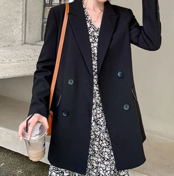 2025年春秋新作 レディース スーツジャケット ゆったり カジュアル ダブルブレスト