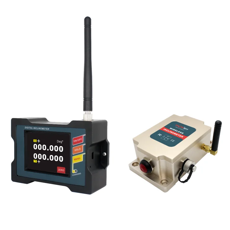 

Precise Resolution Wireless Clinometer Sensor Single/dual Axis Cordless Angle Sensor with Wireless Angle Monitor