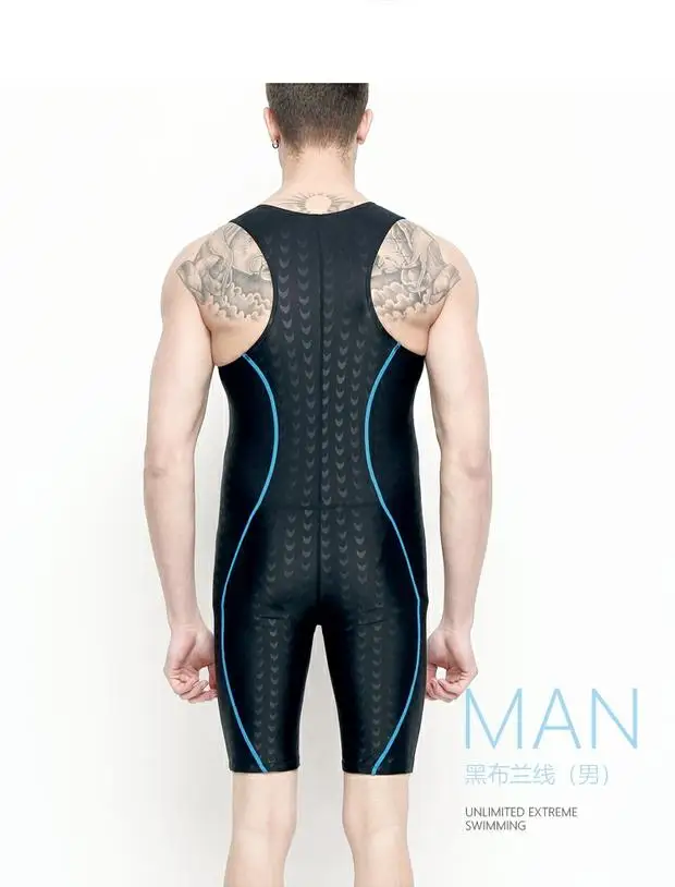 Männer Frauen Einteiliger Sportlicher Professioneller Wettkampf-Badeanzug Racing Haifischhaut Knielanges Trainingsbadebekleidung Bade-Tauchanzug