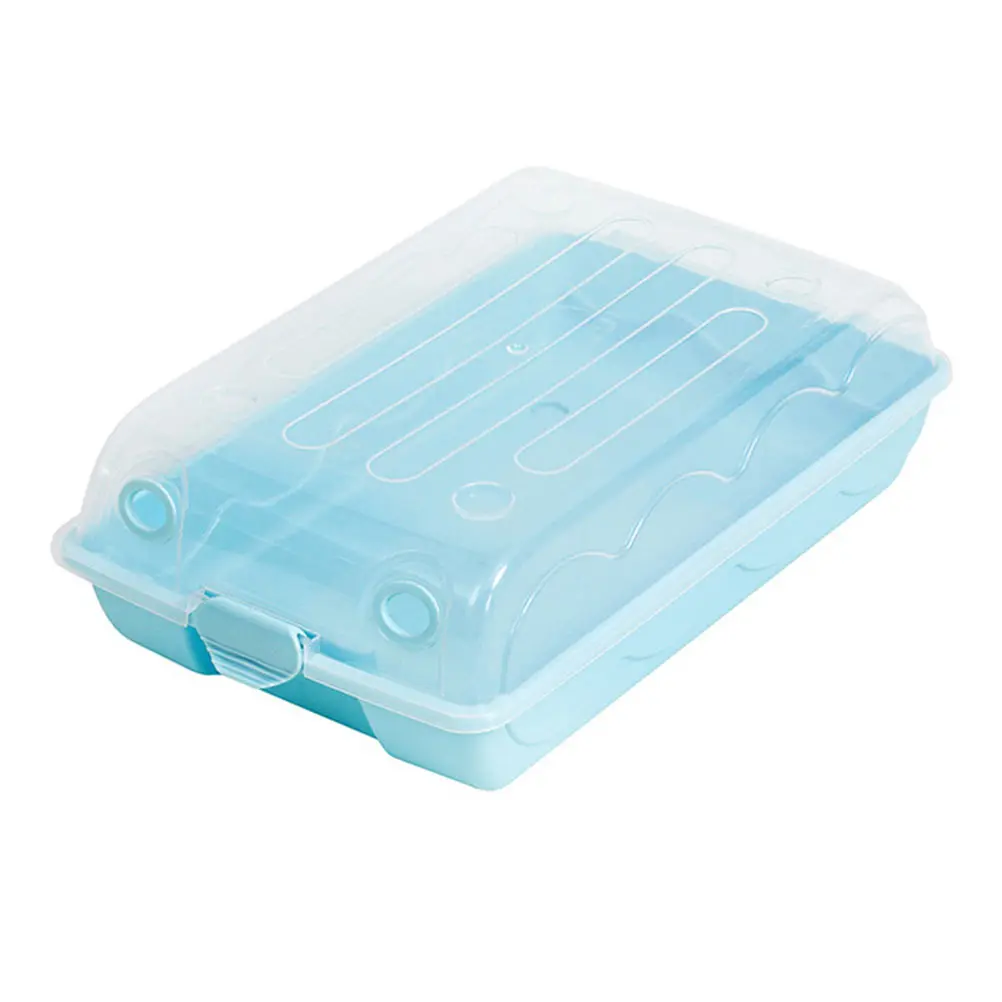 

Shoe Holder Plastic Box Sneaker Boot Boxes Shoebox Clear Stackable Blue Storage