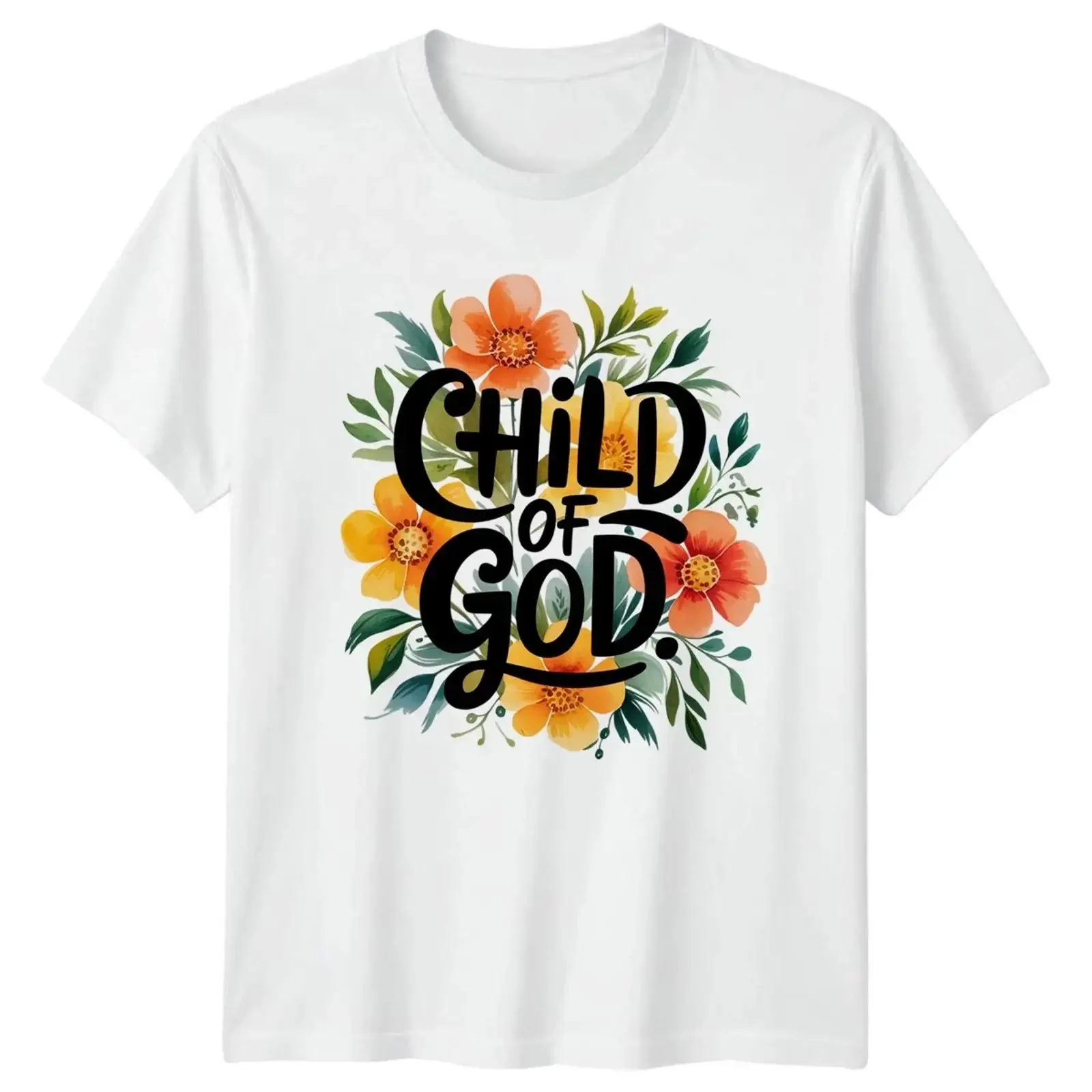Kind Gottes Damen T Shirt Blumen Christlicher Glaube Religion Ostern vintage Washed graphic Breathable fashion Soft Comfortable