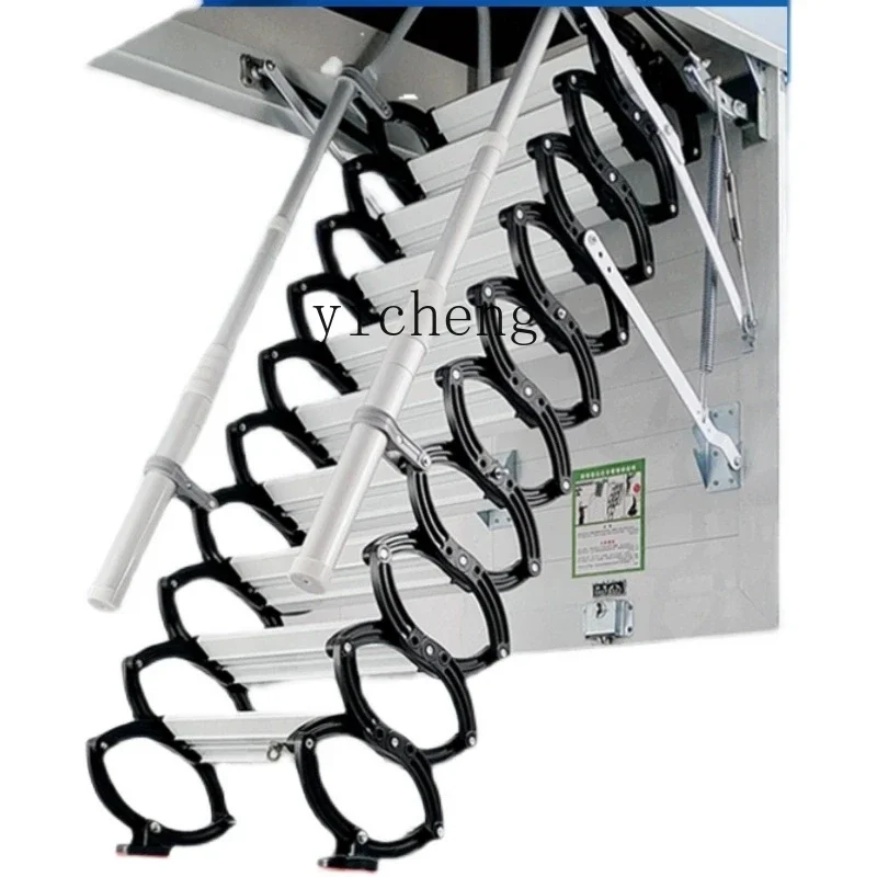 ZF automatic attic telescopic staircase thickened household electric remote control folding shrink ladder