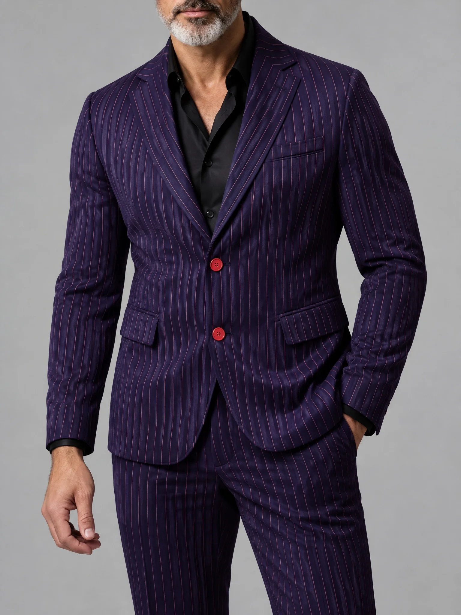 Men Vertical Pinstripe Blazer Elegant Peak Lapel Single Breasted Long Sleeve Slim Fit Business Suit Wedding Guest Party Jacket
