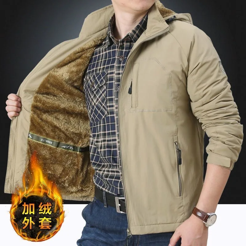 

2023 Autumn and Winter New Fashion Trend With Fleece Thickened Warm Jacket Men's Casual Loose Comfortable Waterproof Coat M-5XL