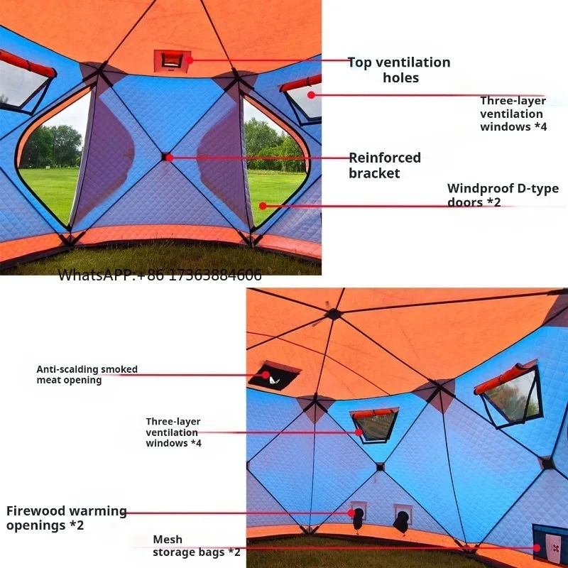 Cold-proof Winter Fishing Tents Portable Large Capacity Thickened Snow Fishing House Multifunctional Outdoor Camping Supplies