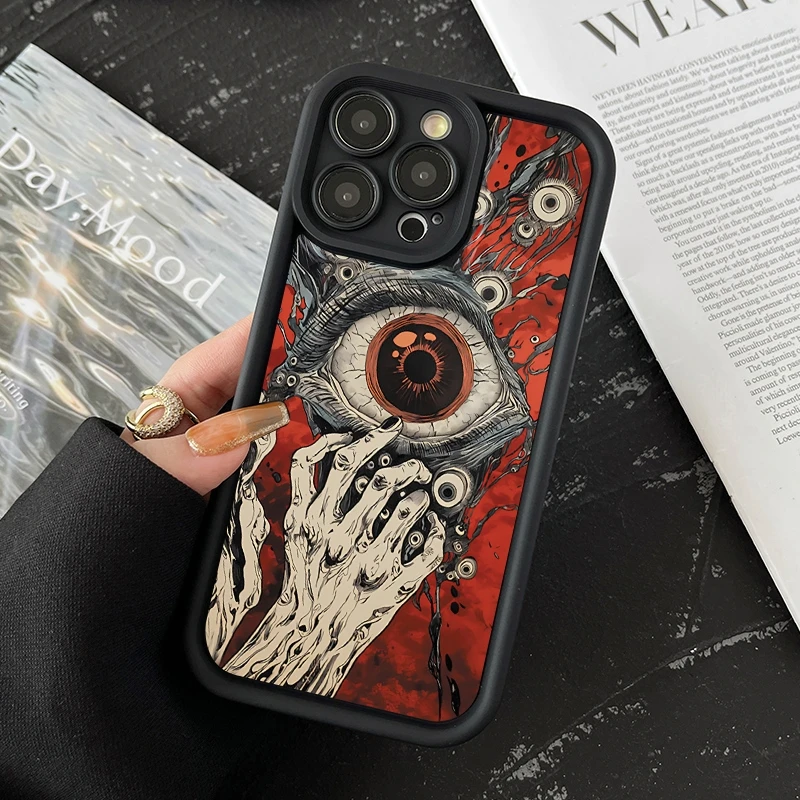 

Horrified Big Eyes Phone Cases for iPhone 11 12 13 14 15 Pro Max 7 8 Plus X XS Max XR Mini SE Silicone 2022 Shockproof Bumper