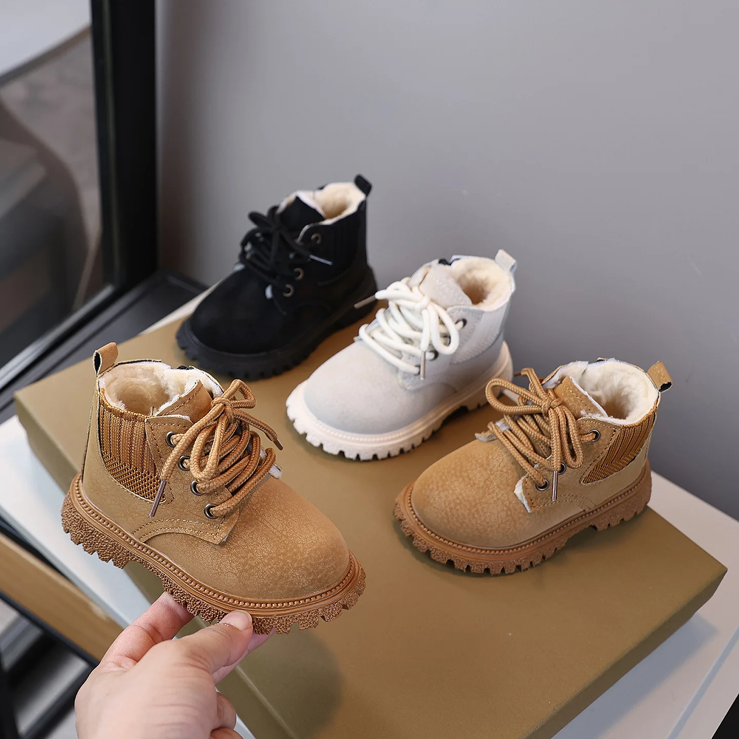 2026 New Winter Kids Leather Chelsea Boots Waterproof Children Sneakers Solid Color Snow Boots Girl Winter Shoe Boy 21-30