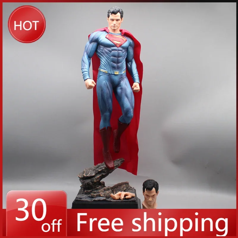 49cm Superman Clark Kent Justice League Movie peripherals Can Emit Light Model Statue Ornament Craft Toy Collection Gift for boy