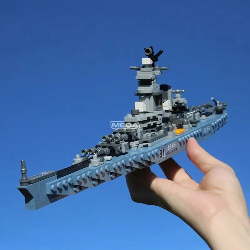 630-teiliger USS Missouri BB-63 Bausatz Klassische Militär-Bausteine Serie WW2 US-Marine-Kriegsschiffe Modell STEM-Spielzeug