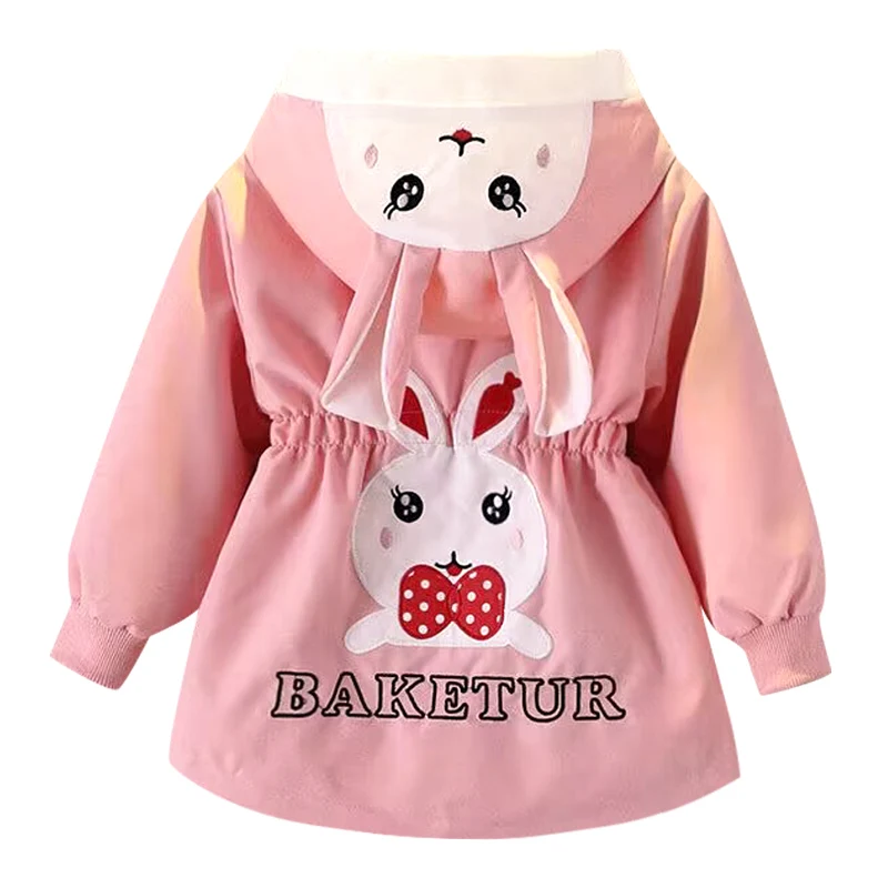 Girls baby girl windbreaker jacket kids flower embroidery long sleeve hooded windbreaker jacket autumn spring child jacket