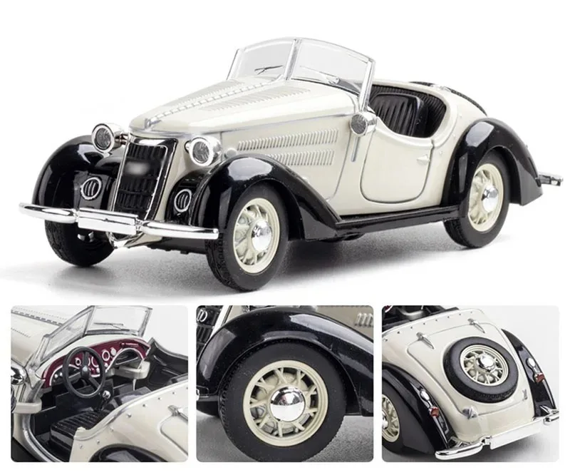 1/32 liga fundida conversível w25k 1936 - 1938 modelo clássico carro de brinquedo simulação som luz puxar para trás coleção brinquedos veículo