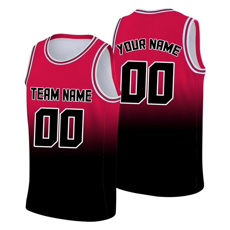 Red Black Basketball Jerseys Men Customize Team Name Uniform T-shirt Basketball Tank Top Sleeveless Shirt Man Sports Blouses