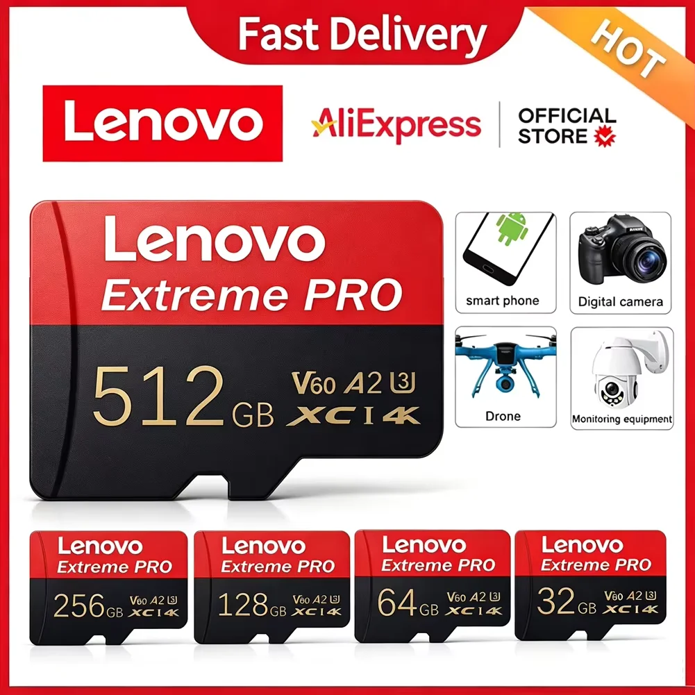 Lenovo SD Card High Speed Micro SD Card for Nintendo Switch 512GB 256GB 128GB 64GB U3 V60 Stable Performance SD Memory Card