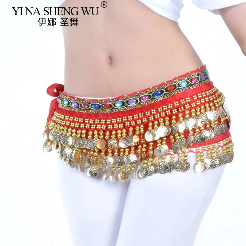 Taniec brzucha talia kobiety wysokiej klasy łańcuszek 228 monet chusta na biodra taniec brzucha praktyka treningowa wydajność akcesoria kostiumowe pas
