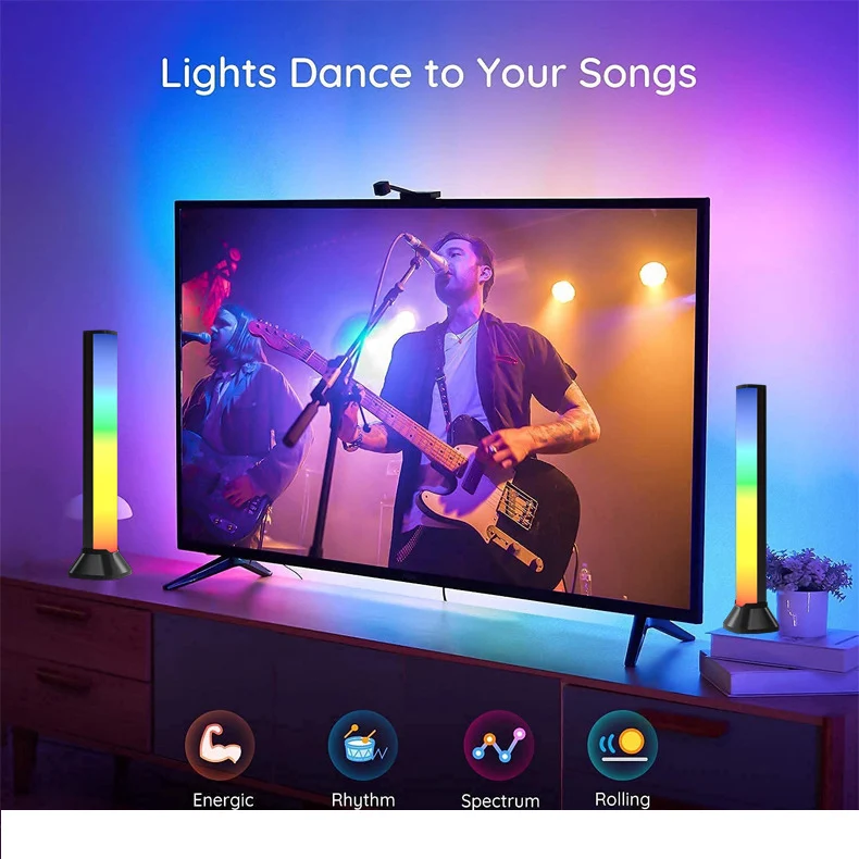 RGB Lighting Effect Symphony Background Music Night Atmosphere Lamp Decoration for Home Bar KTV Hotel 2 Pack