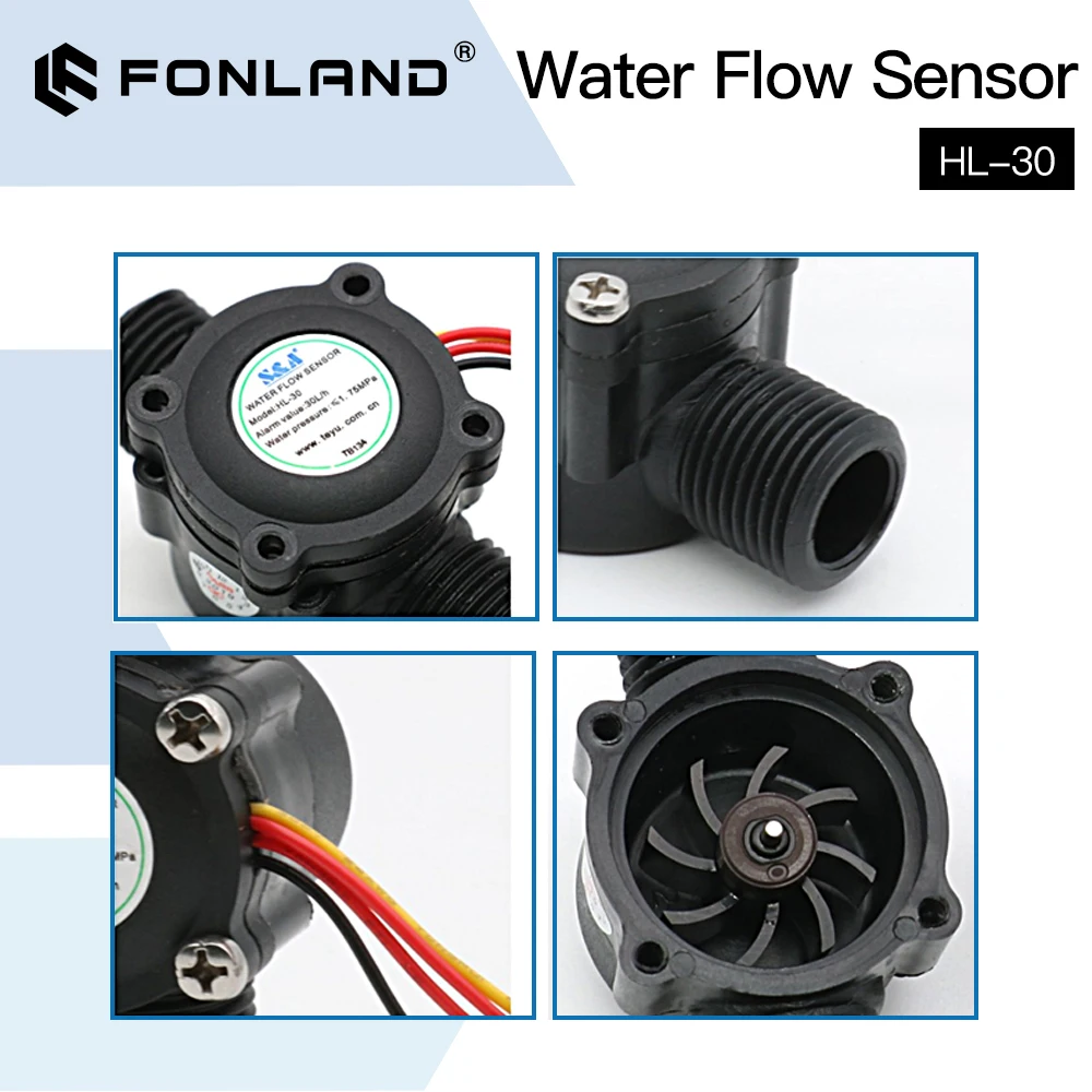 Imagem -06 - Fonland Interruptor de Fluxo Água Sensor Hl30 para s & a Chiller para Co2 Gravação a Laser Máquina Corte