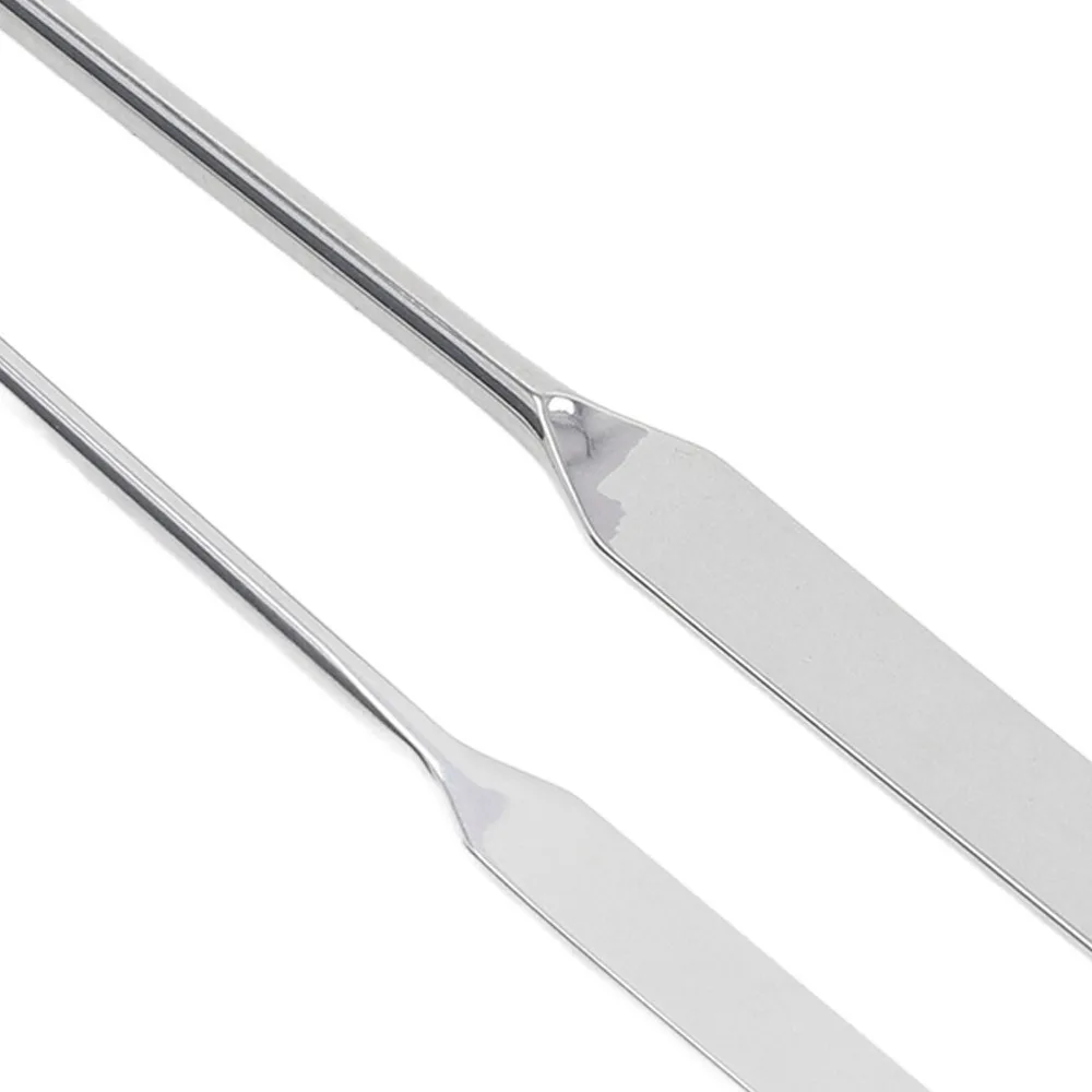 2pcs Set Double Ended Makeup Mixing Spatula Stainless Steel Spatula Shovel Shape Foundation Stirrer Stick Silver view 4