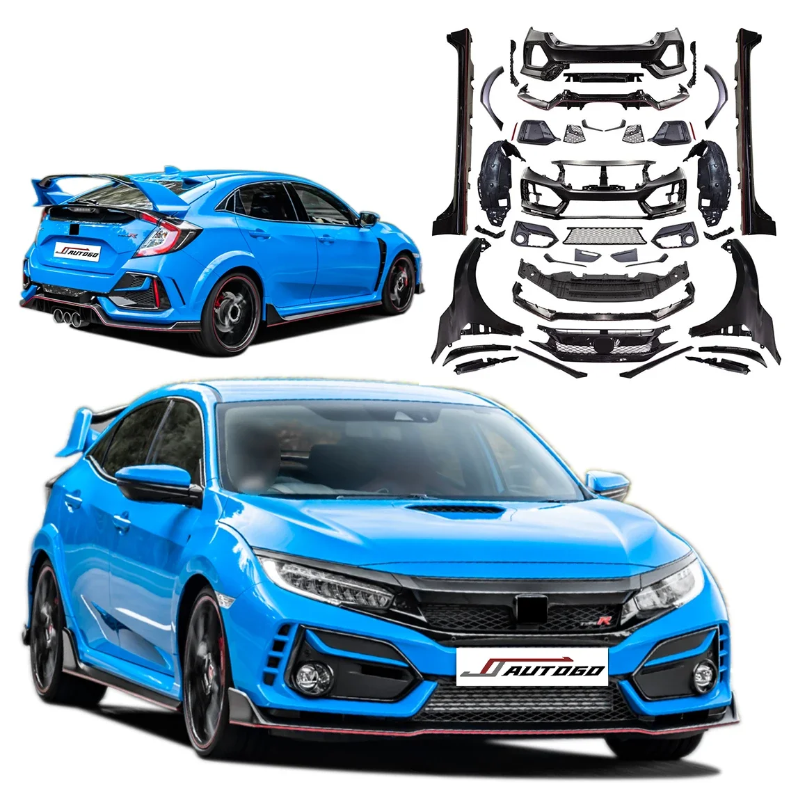 

Auto Facelift Refit Body Kit For HONDA CIVIC FC1 FK7 2016-2020 Update to Racing Wide FK8 Type-R Style Front+Rear Bumper+Skirt