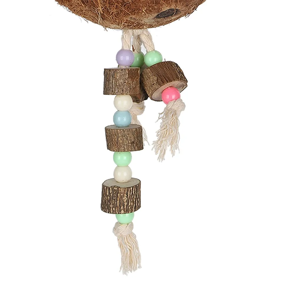 Pure Coconut Shell Pure Coconut Shell Bird Nest Hanging Rope Swing Design Parrot Biting Breeding Nest Metal Buckle