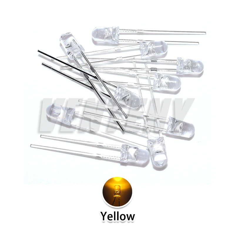 100pcs 3mm LED Diode Ultra Bright Warm White Red Green Blue Purple Yellow Orange Pink 2V 3V Multicolor Emitting Assortment view 6