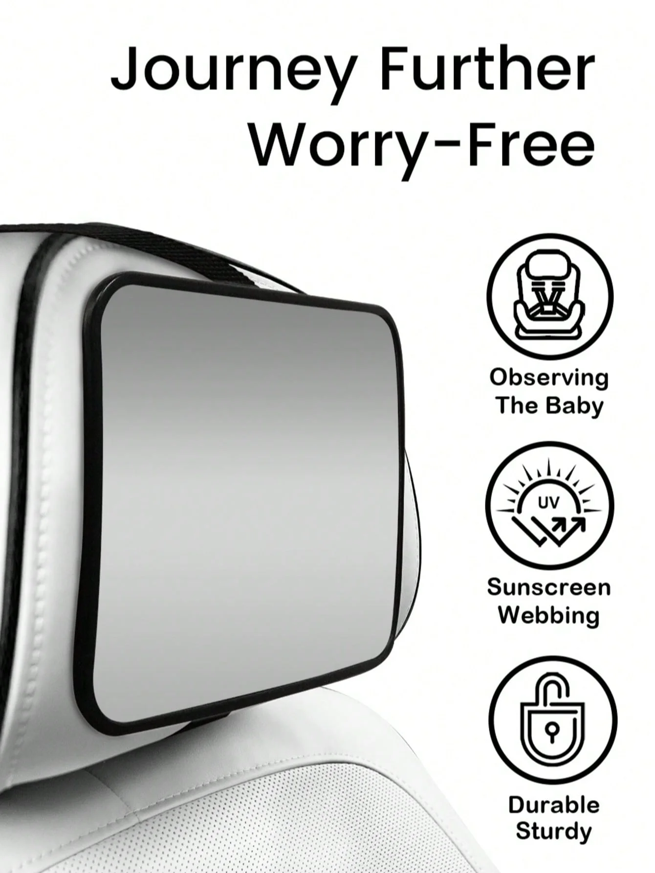 1 pc Crash Tested and Certified Shatterproof Baby Car Mirror for Rear Facing Infant with Wide Larger Crystal Clear View