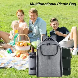 Portable 4 Persons Picnic Backapck Rucksack Hiking Outdoor Camping BBQ Lunch Bag With Tableware Cup Set Backpacking Picnic Bags