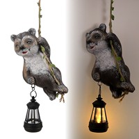 Solar Light Outdoor Statues Resin Raccoon Climbing On A L Vine With LED Waterproof Hanging Animal Figurine For Garden Wall Decor