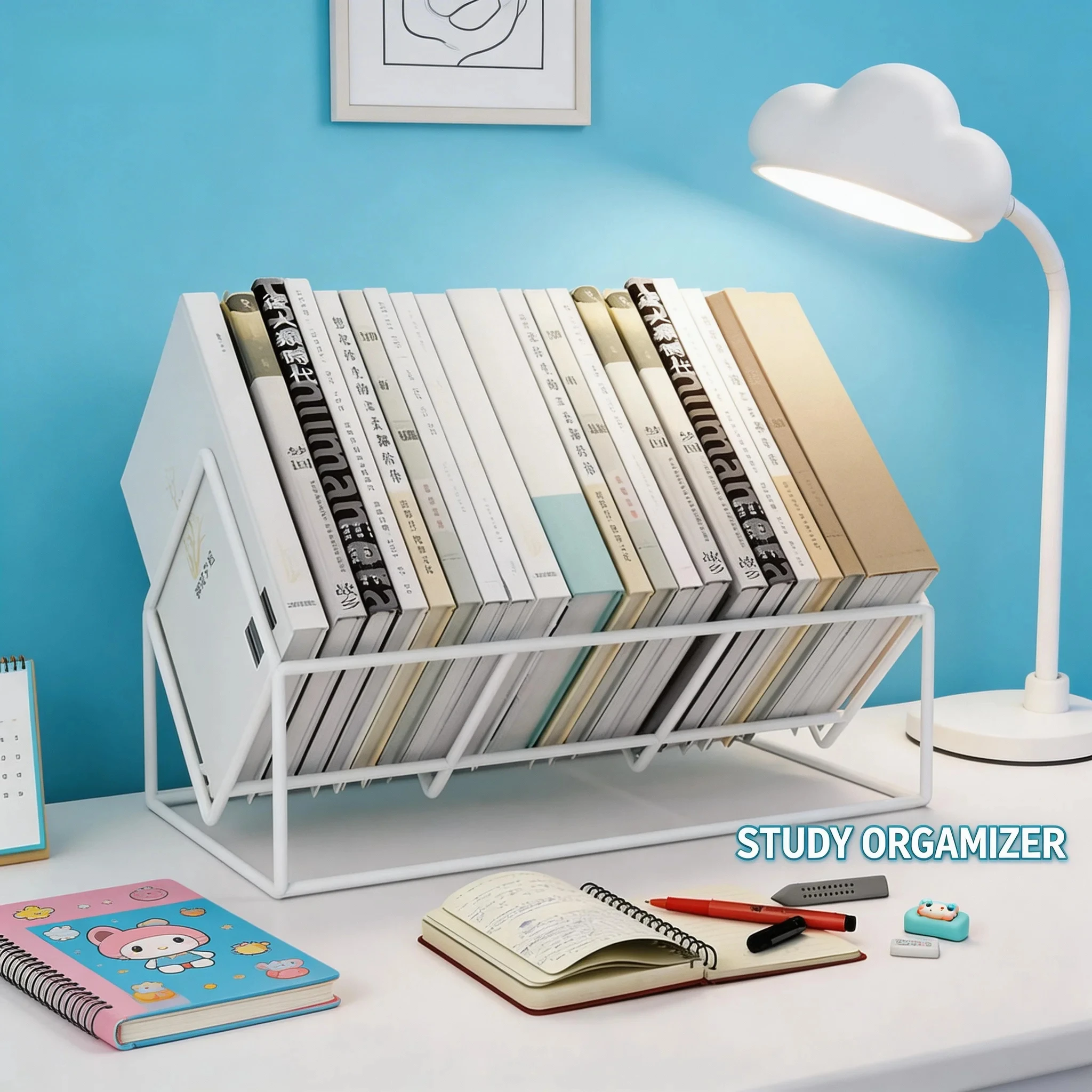 Small Desktop Metal Bookshelf Simple Home Office Study Storage Rack Student Children Desk Organizer Rack Dormitory Desk Holder