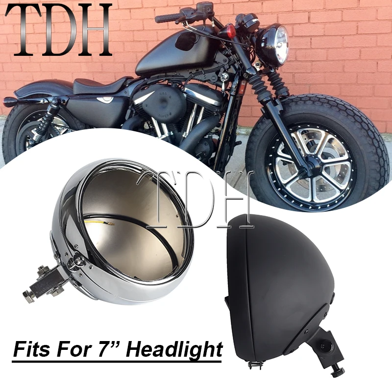 

Motorcycle 7" Headlight LED Lighthouse Steel Shell For Harley Heritage Fat Boy Softail Street Bob Headlamp Housing Bucket Case