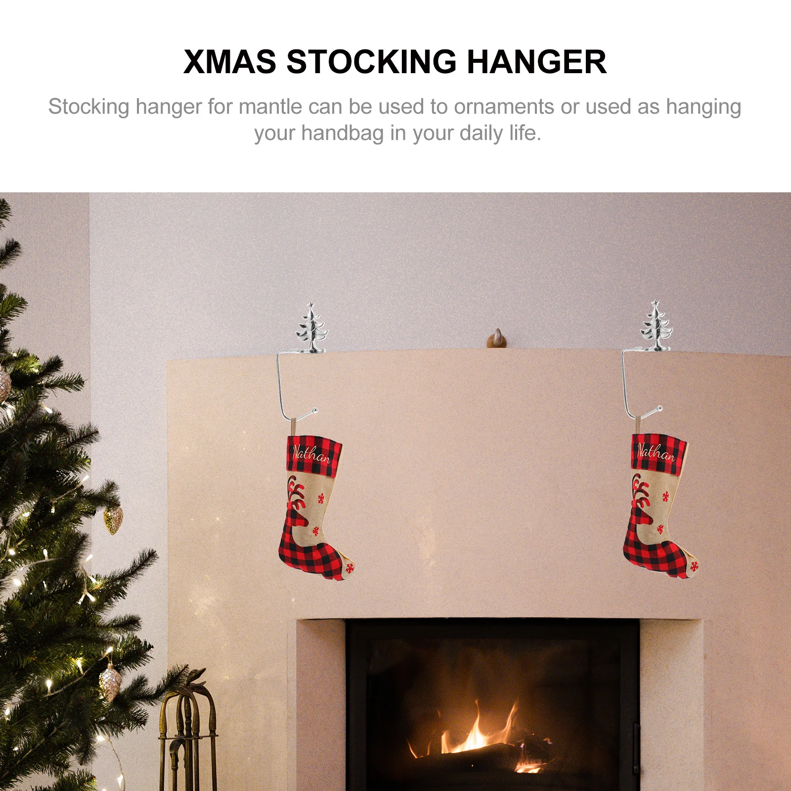 

Christmas Mantle Hooks for Hanging Stockings Heavy Duty Iron Stocking Hanger Fireplace Mount Decorative Ornament Support Fixture