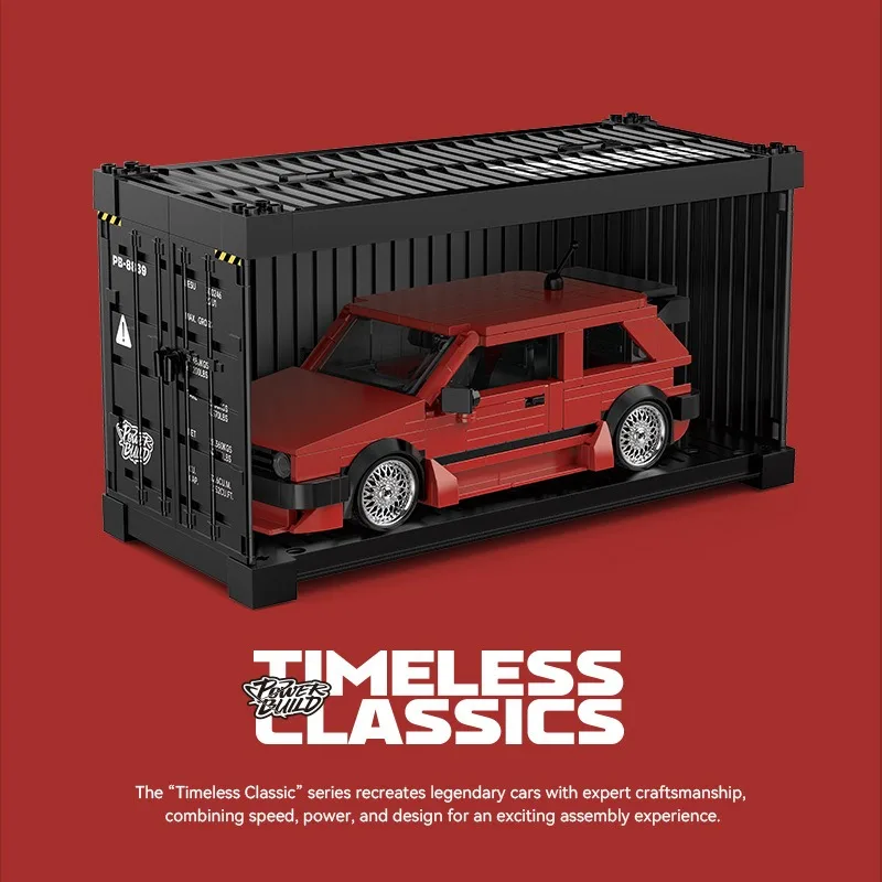 الأحمر جولف MK2 سيارة اللبنات MOC سرعة نموذج مركبة الطوب أفكار التكنولوجيا العالية مجموعات الالعاب لتقوم بها بنفسك هدية للبالغين الهواة