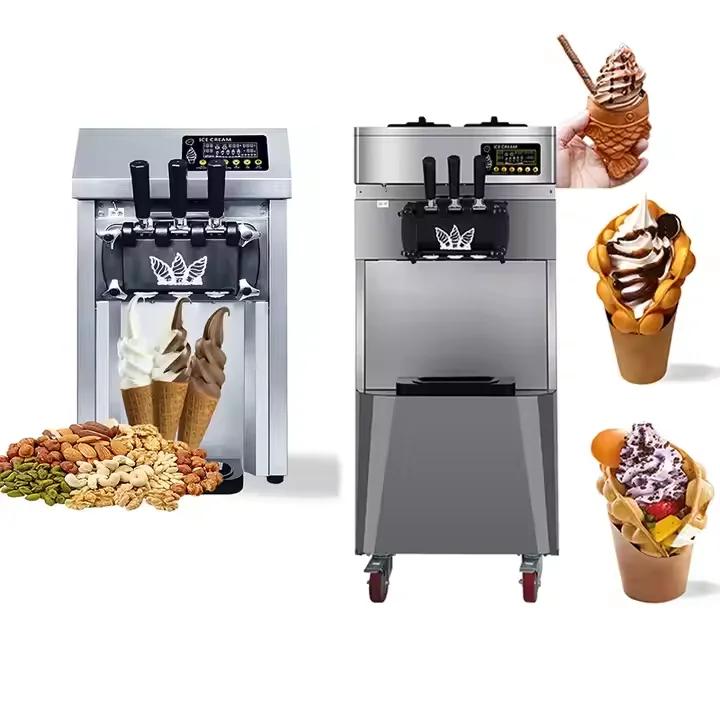 CE Certified Commercial Quality Ice Cream Machine Floor Type Large Output 20-28-36 -48L/H Soft Ice Cream Machine