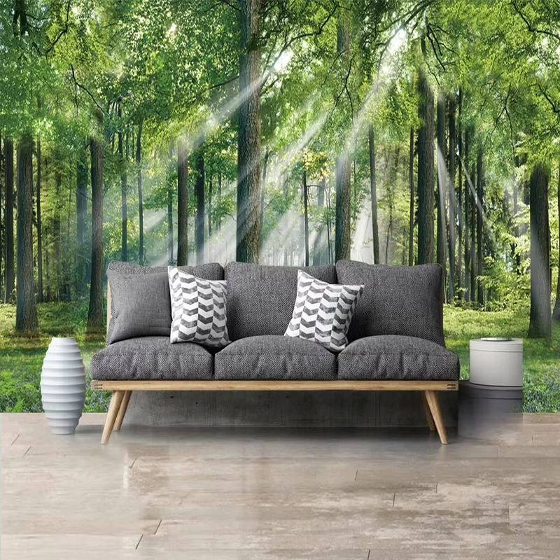 Customize any size wallpaper Sunny Green Forest wooden bridge Wall Painting living room Restaurant Wall Home Decor wallpaper