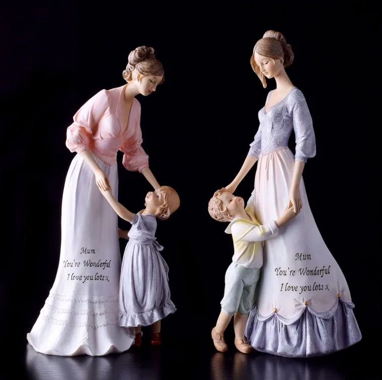 

Nordic Retro Warm Mother Child Statue Resin Ornaments Home Bedroom Mom Children Figurines Decoration Study Room Sculpture Crafts