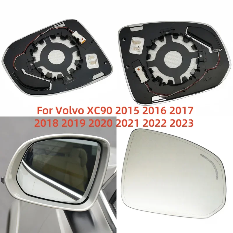 Heated Transparent Rearview Mirror Glass Lens Blind Spot For Volvo XC90 2015 2016 2017 2018 2019 2020 2021 2022 2023