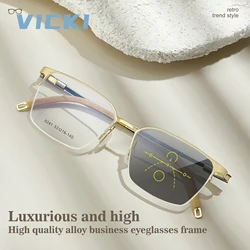 VICKI Senior Quality Business Men's Half Frame Alloy Glasses Can Be Customized Prescription Multi-focus Glasses 8241