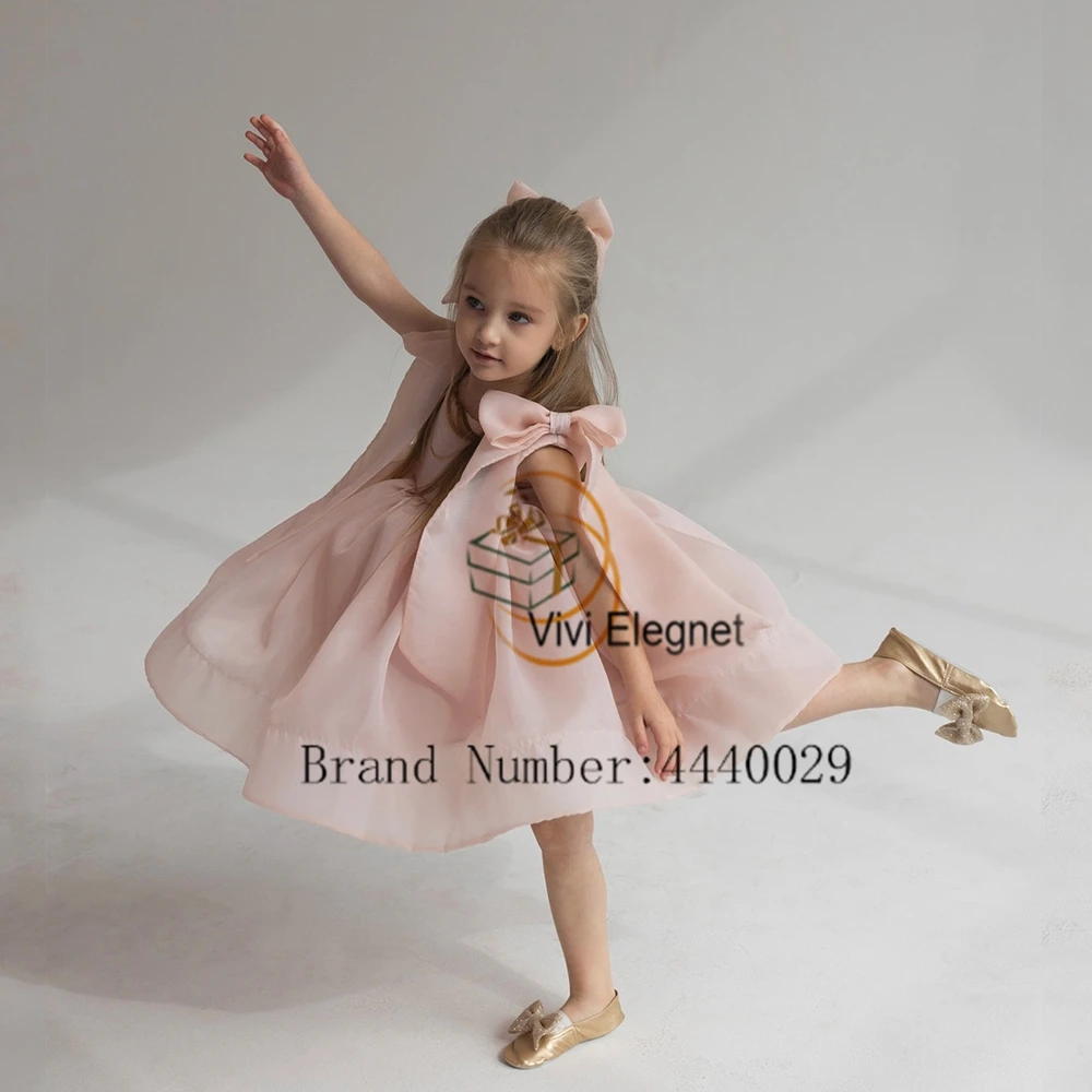 

Customized Sleeveless Flower Girl Dresses Scoop Organza Knee Length Wedding Party Gowns for Birthday 2025 Summer فساتين اطفال ل