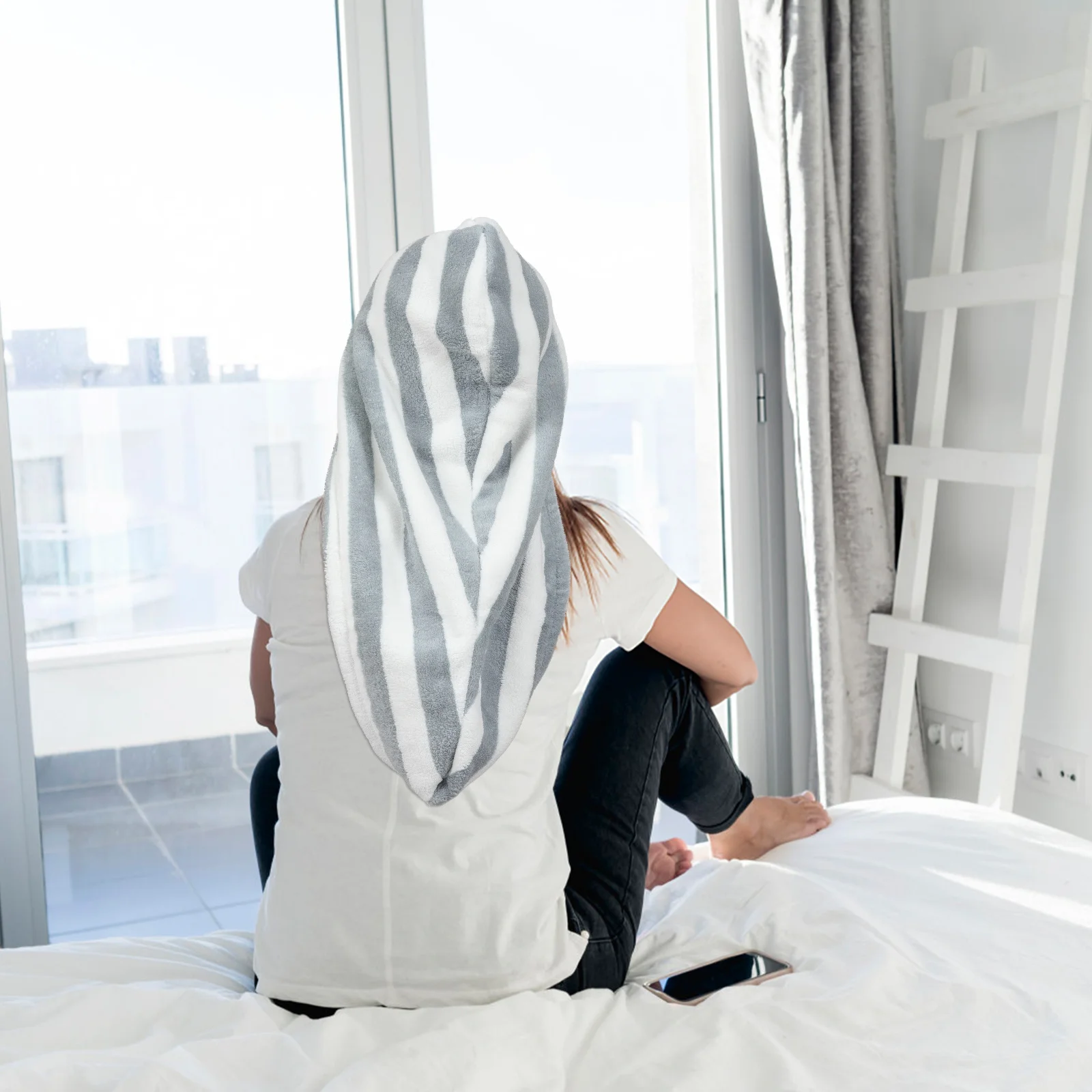 2 قطعة غطاء تجفيف الشعر طبقة مزدوجة سميكة لينة ستوكات ماصة قبعة الدش التجفيف السريع منشفة الشعر للاستحمام #2