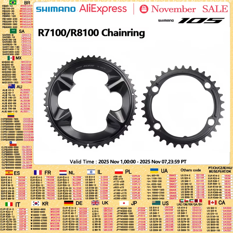 

Shimano 105 R7100 ULTEGRA R8100 12Speed Chainring 50T/34T/52T/36T 12s For R7100 R8100 Road Bike Bicycle 1PCS Original Crown