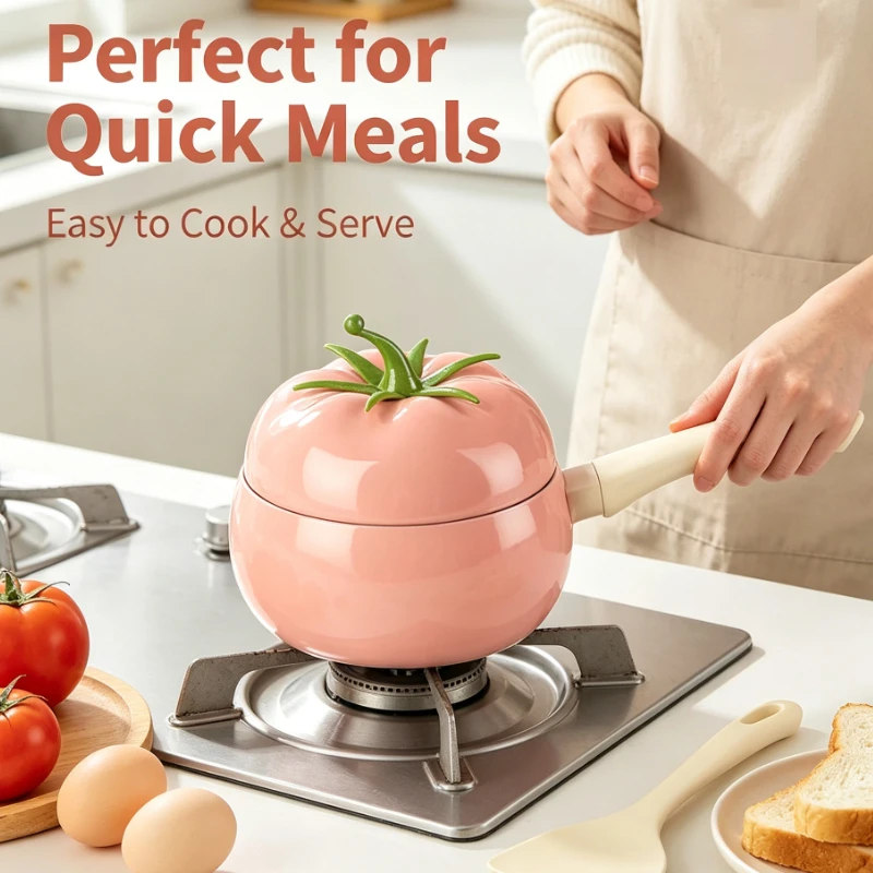 Kitchen tableware Household tomato tomato non-stick pan, flat-bottomed cute pan, complementary food instant noodle pan